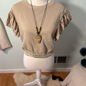 Zara Cream Ruffle Sleeve Top